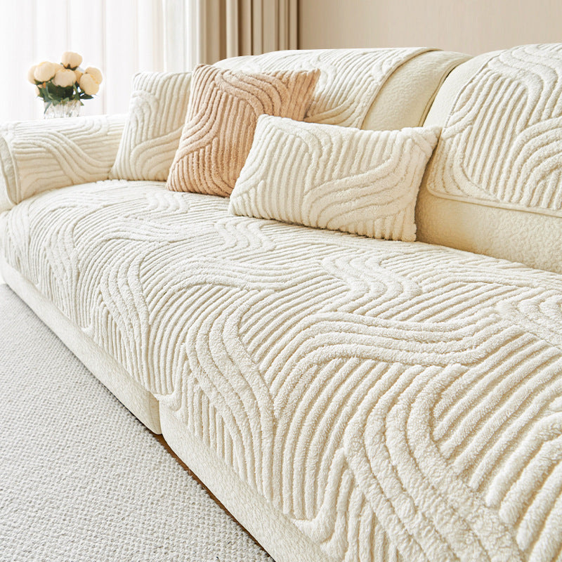 cream-style autumn and winter plush sofa Non-Slip Sofa Cover