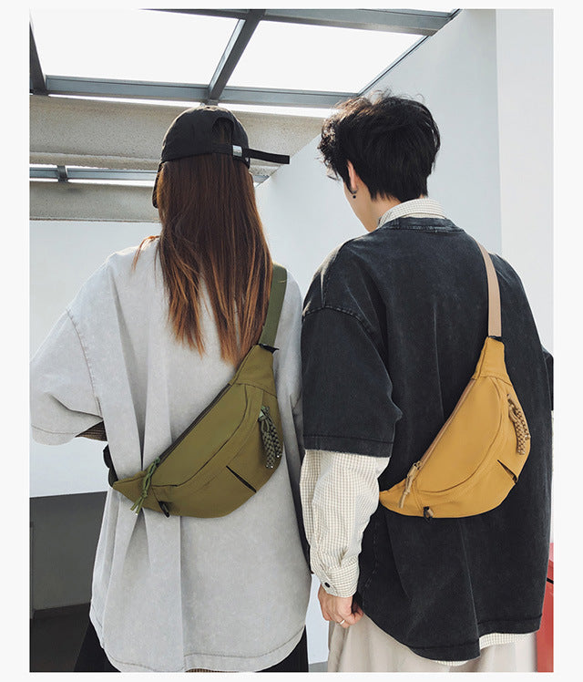 2025Summer New Simple Versatile Large Capacity Canvas Underarm Bag for Outings and Commutes, Niche Design Solid Color Chest Bag