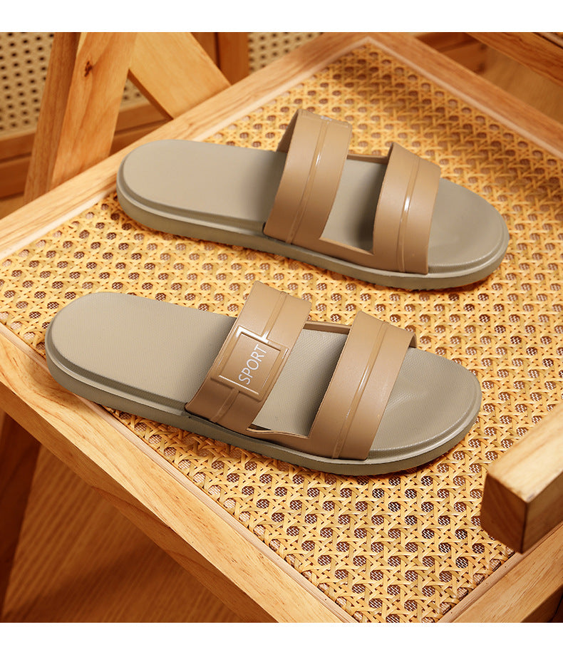 Men's New Summer Thick-Soled Slippers One-Word Outdoor Casual Comfortable Fashion Non-Slip Wear-Resistant Beach Shoes Soft