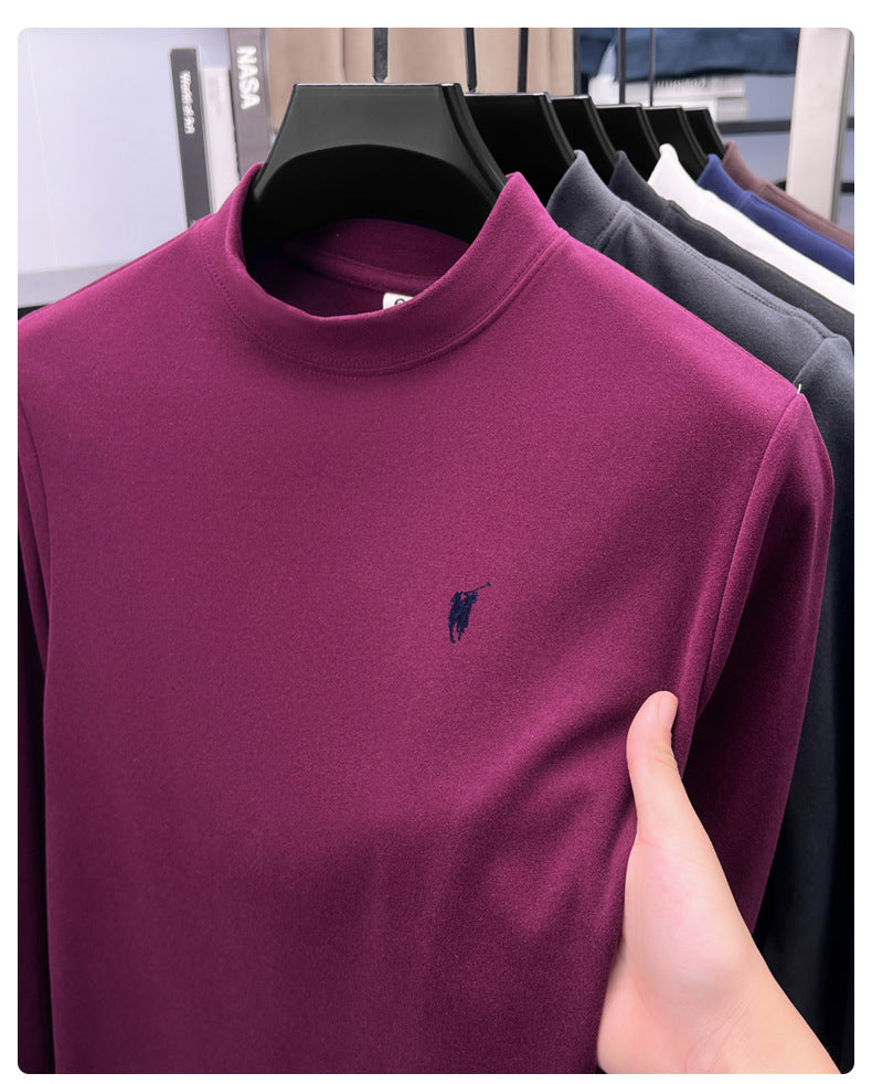 Cross-border foreign trade high-end pony embroidery men's long sleeve t Half Turtleneck Thermal Base Layer Shirt for Men Inner Wear