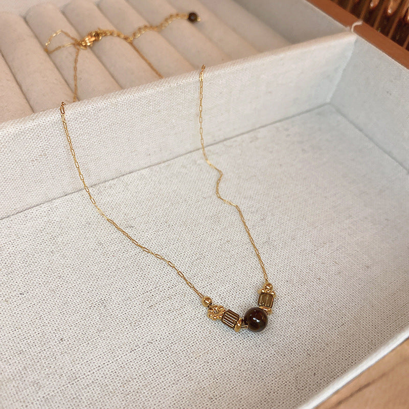 18K Real Gold Plated Moon Heart Pendant Necklace Simple Versatile Elegant Collarbone Chain Light Luxury High-End Necklace