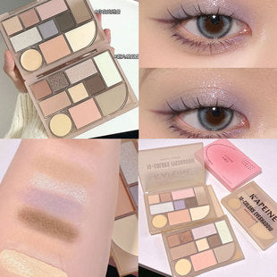 Capel Ice Cream Nine-Color Eyeshadow Palette Pearlescent Matte Rose Palette Under-eye Blush Oat Milk Tea Earth Pure Desire