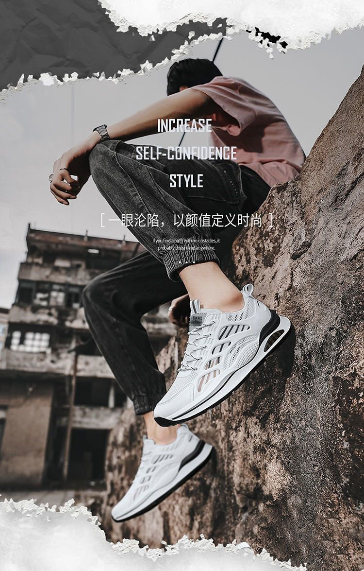 2024Spring Youth New Trend Men's Shoes Korean Style Breathable Versatile White Sneakers Running Student Casual Sports Shoes