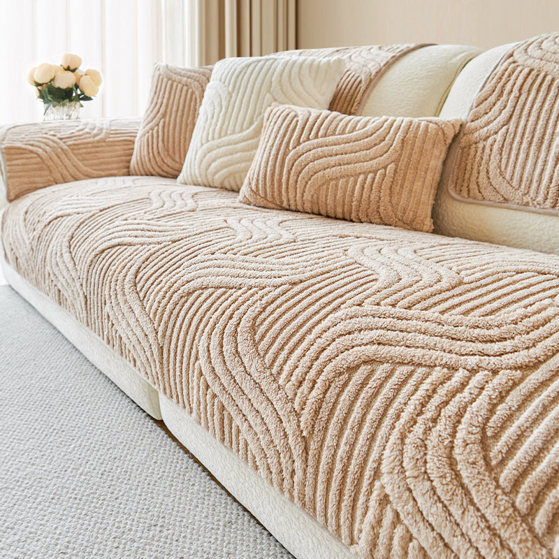 cream-style autumn and winter plush sofa Non-Slip Sofa Cover