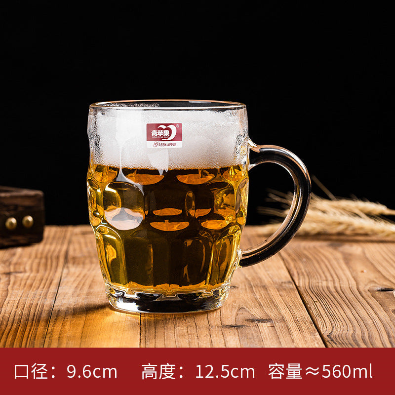 Transparent Glass Cup Heat-Resistant Large Thickened Tea Cup with Handle Beer Cup Without Lid Bar Gift Customizable logo