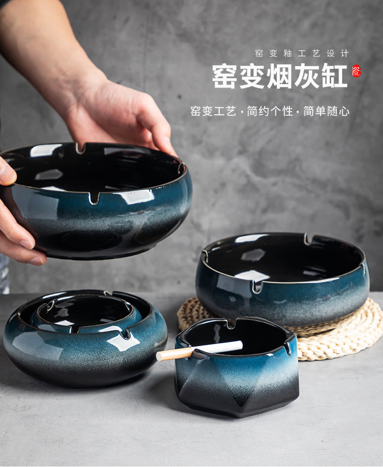 Large Ashtray Creative Personality Ceramic Ashtray Home Retro Chinese Style Living Room Light Luxury Office Trendy Ashtray