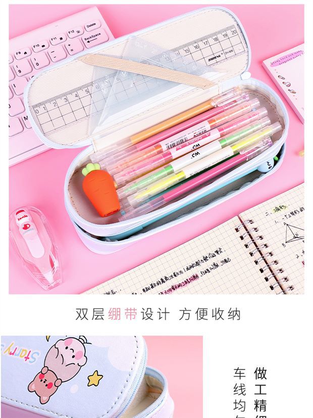 Back-to-School Season Double-Layer Pencil Case Large Capacity Simple Canvas Japanese Style ins Cute pencil case for girls and elementary school students http://detail.1688.com/offer/641079955231.html