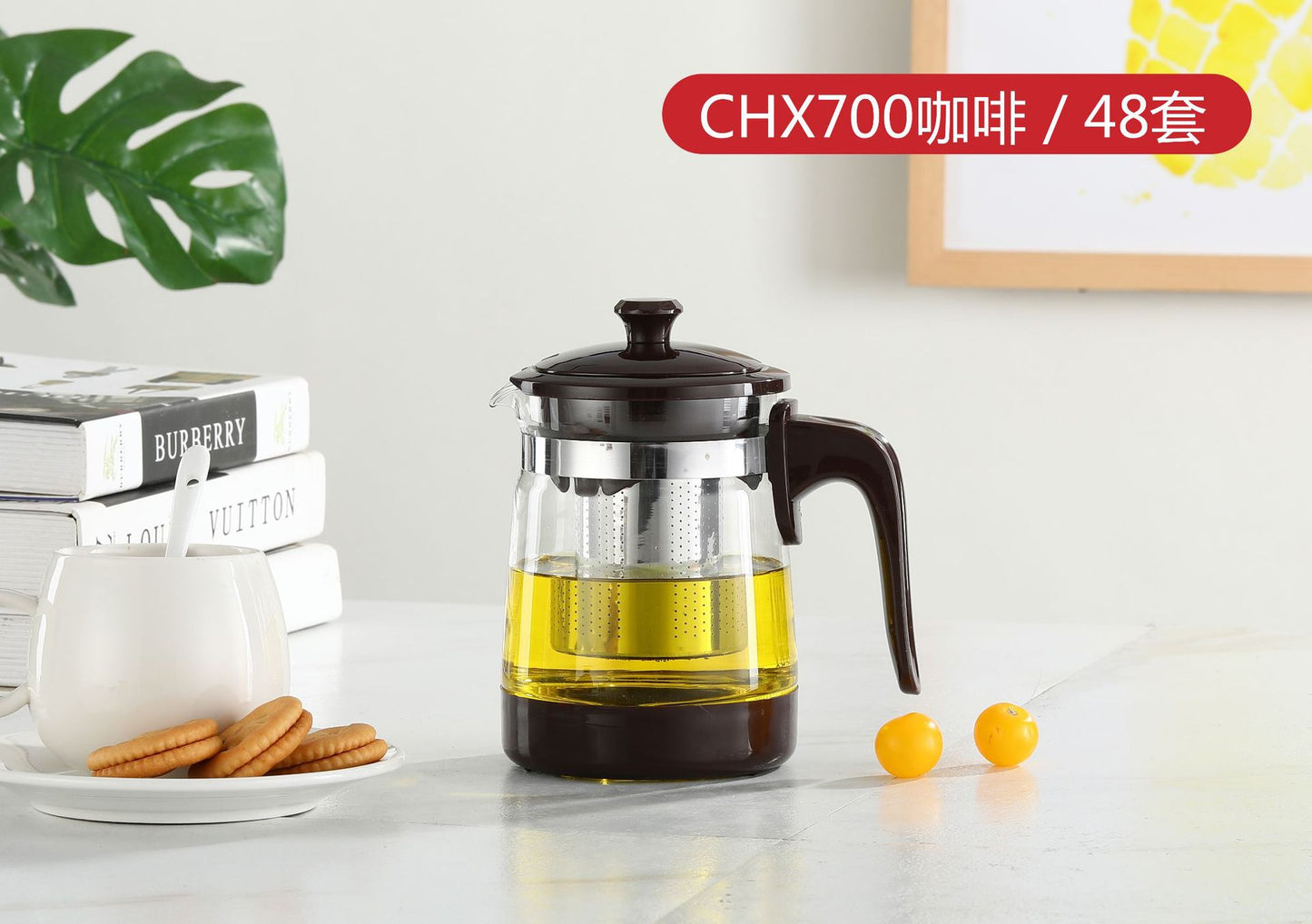 Large Capacity Glass Teapot Kung Fu Tea Brewing Pot Household Kettle Single Pot Heat Resistant Filter Tea Maker Flower Tea Tea Set