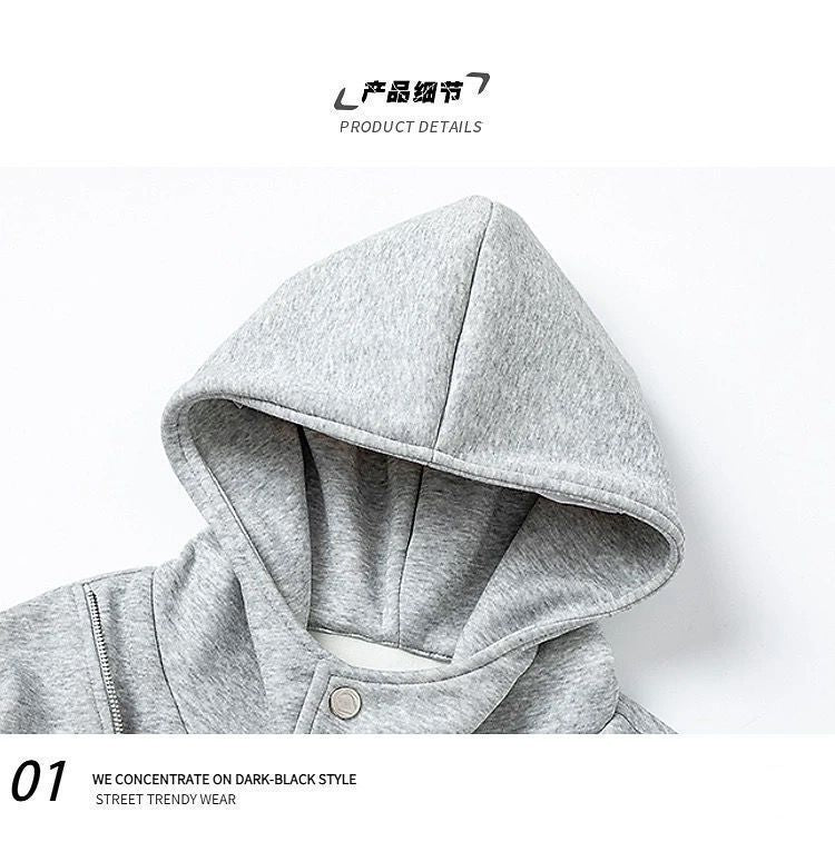 Korean Style Embroidered Hooded Cardigan Couple's Jacket for Men and Women Spring and Autumn Loose Design Versatile Zipper Sweatshirt Trendy