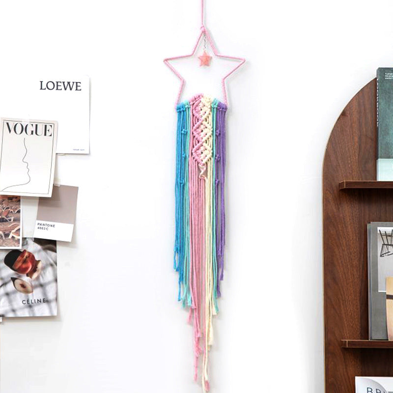 Cross-Border Hot-Selling European Style Artificial Woven Cotton Rope Tapestry Tassel Home Wall Hanging Decoration Soft Furnishing Collection Wholesale