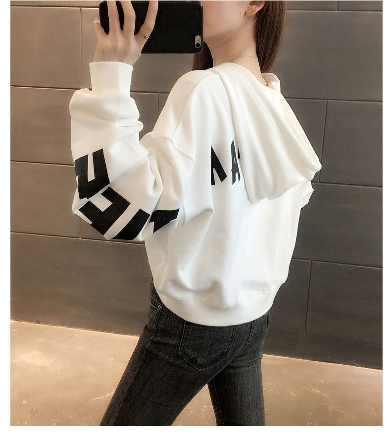 Half Zipper Hooded Short Petites Sweatshirt Women2025New Early Autumn Thin High-Waisted Stylish Streetwear Jacket Trend