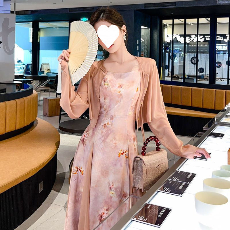Yuelonggauze2025New Chinese Style National Style Dress Cool Zen Set Ancient Style Wabi-Sabi Dress Tea Dress Cheongsam Dress