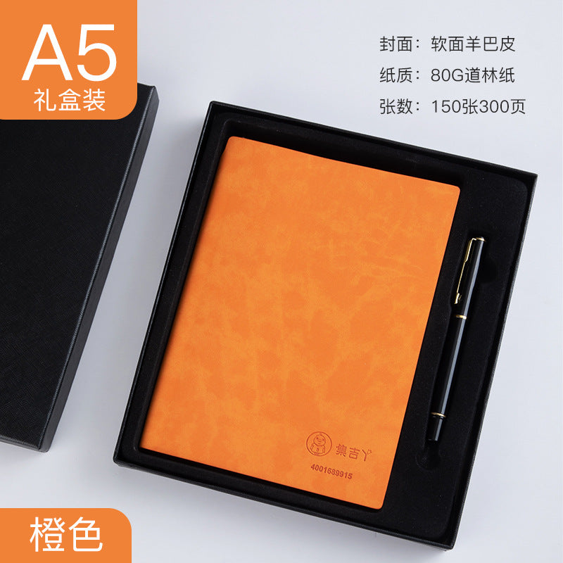 Custom Side Pen Slot Notebook logo Thickened Sheepskin Leather Notebook A5/A6Minimalist Business Journal