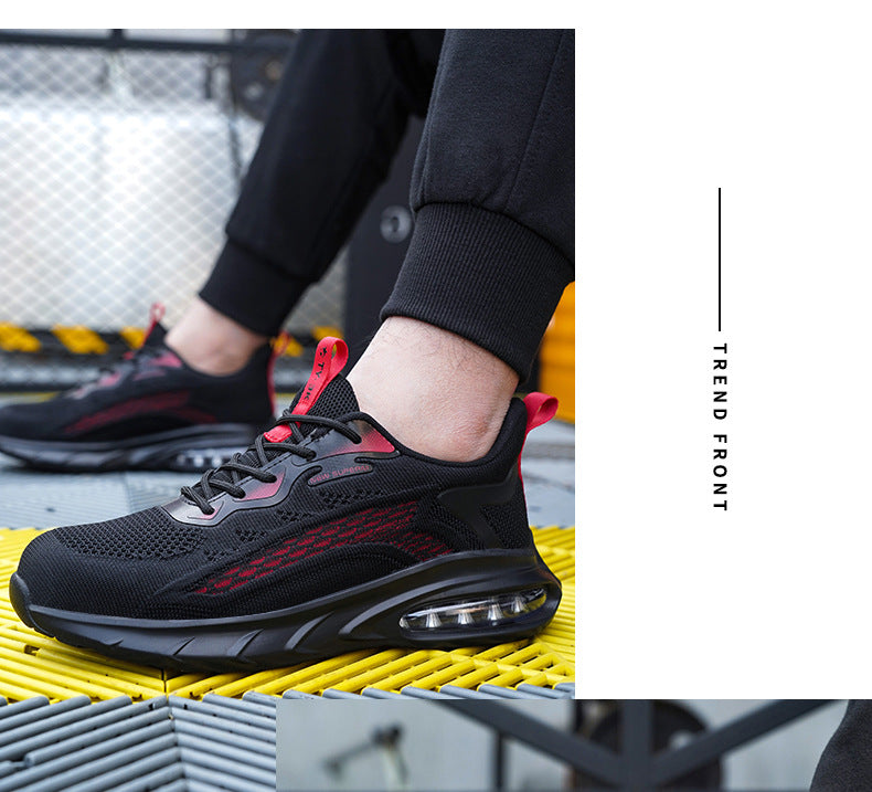 Zhen Gu Cross-Border Safety Shoes for Men and Women, Air Cushion Shock Absorption, Anti-Smash, Anti-Puncture, Breathable Safety Shoes with Steel Toe Cap for Men