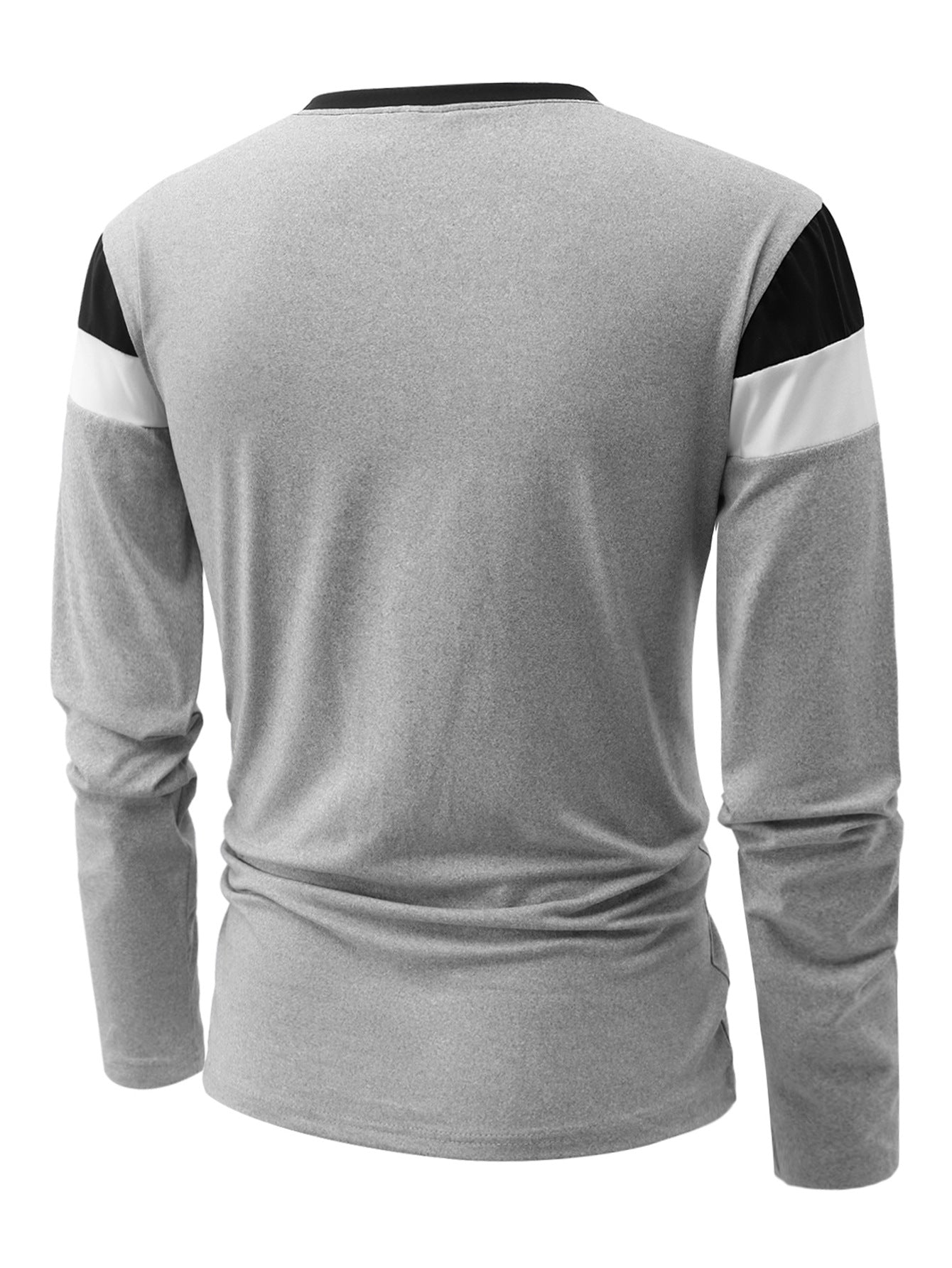 Cross-Border Trade Plus Size Autumn Winter Men's Crew Neck Long Sleeve Color Block Base Shirt Pullover Thin Long Sleeve T Men's T-shirt