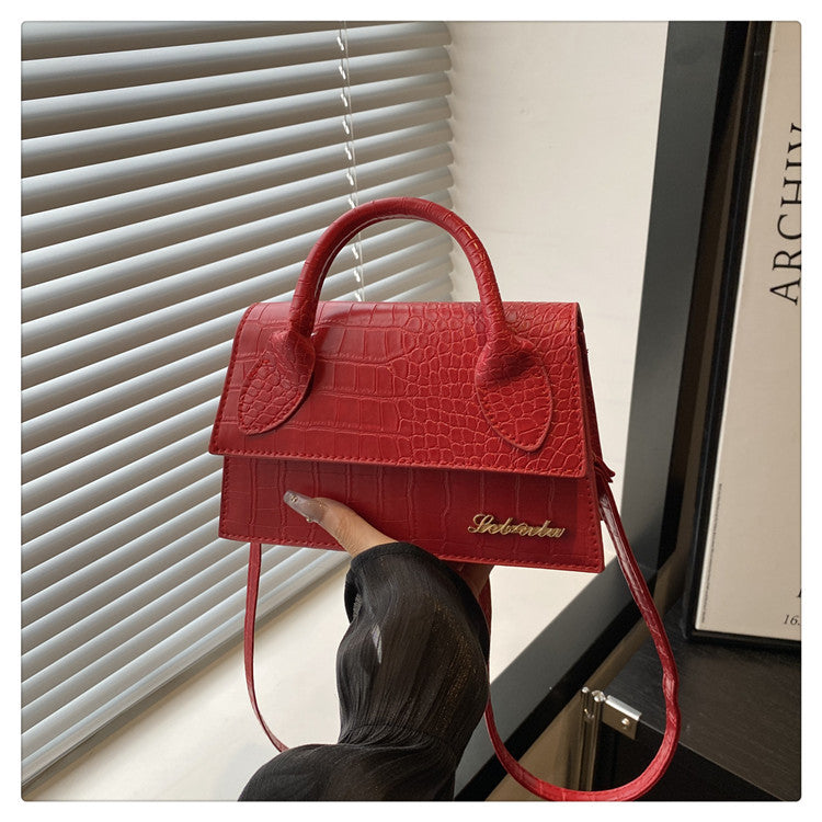 Korean style stone pattern single shoulder bag for women2025New Textured Handheld Small Square Bag Versatile Fashion Simple Crossbody Bag