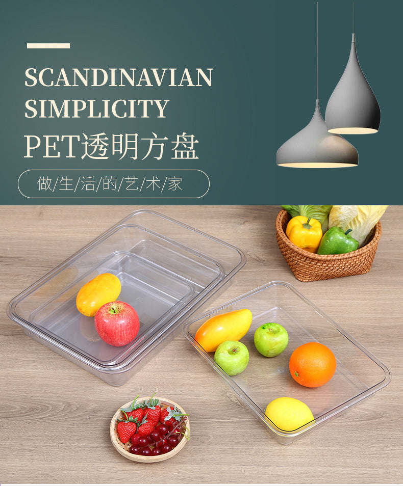 Acrylic Transparent Square Plate Cold Dish Display Plate Commercial Deli Stall Tray Rectangular Food Plastic Square Plate