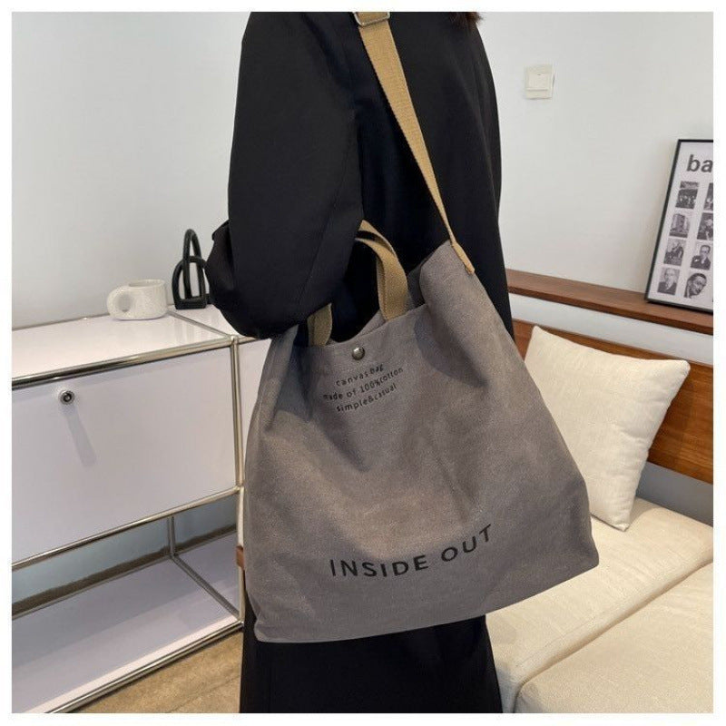 Canvas Crossbody Bag Men's Handbag Commuting Bag Male College Student Class Bag Shoulder Bag Large Capacity Backpack