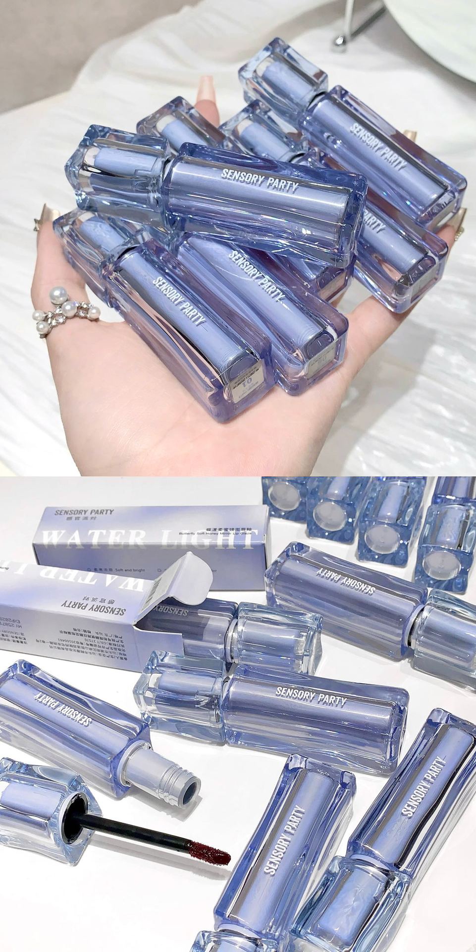 Cross-border Exclusive Hot Sale SENSORY PARTY Butterfly Soft Honey Mirror Lip Gloss Matte Finish Brightening Lip Gloss