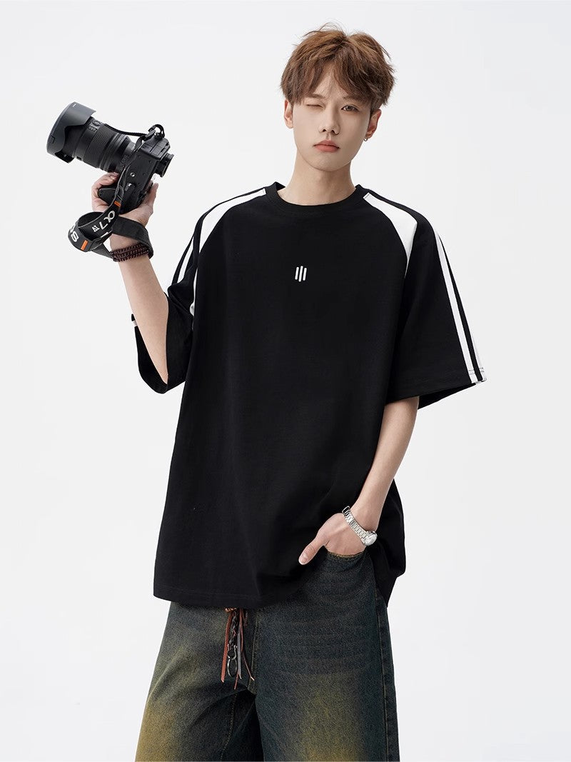 2025New Trendy Ice Silk Short Sleeves t Men's Round Neck Pullover Top Summer American Style Heavy Loose T-Shirt