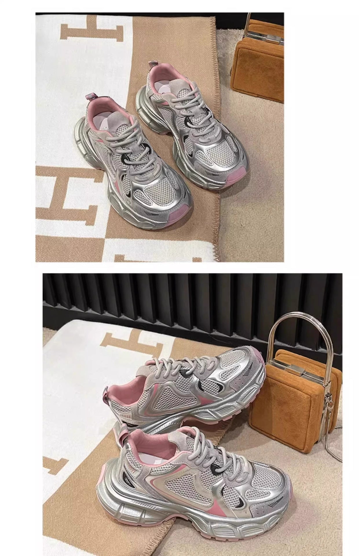 Girls' Dad Shoes Spring and Autumn New Style2024Children's Shoes Mesh Breathable Sports Shoes Medium and Large Children's Running Shoes