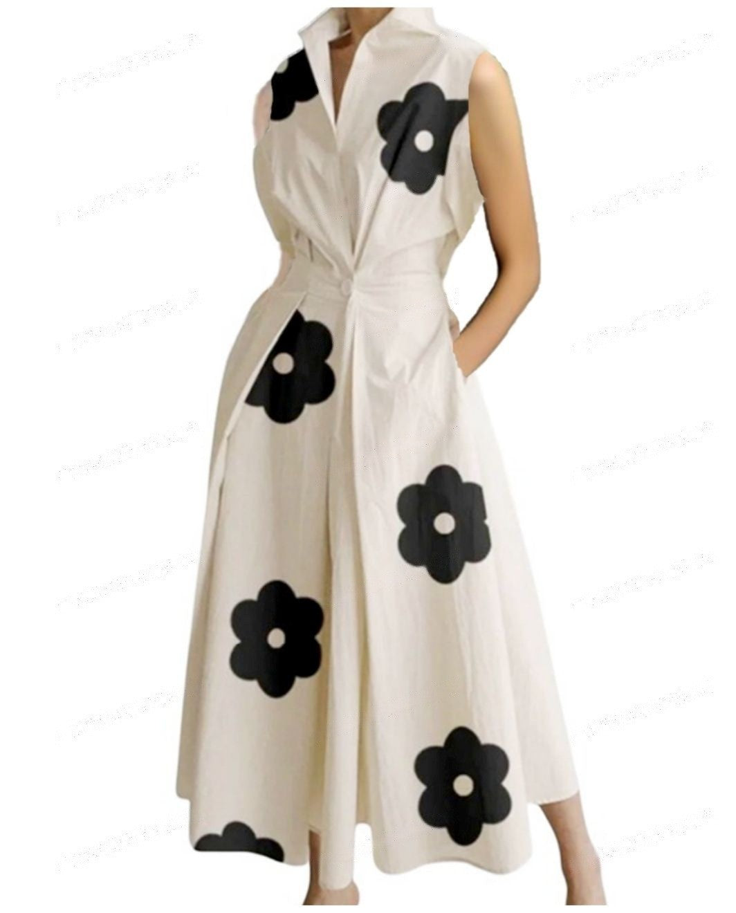 Cross-border New Style Foreign Trade Medieval Retro Plus Size Fashion POLO Loose Collar Wide Hem Women's Dress Wholesale