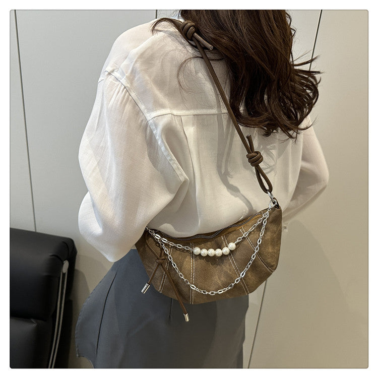 French Niche Ox Horn Bag for Women Shoulder Bag2025New Fashion Dumpling Bag Versatile Simple Crossbody Bag Export