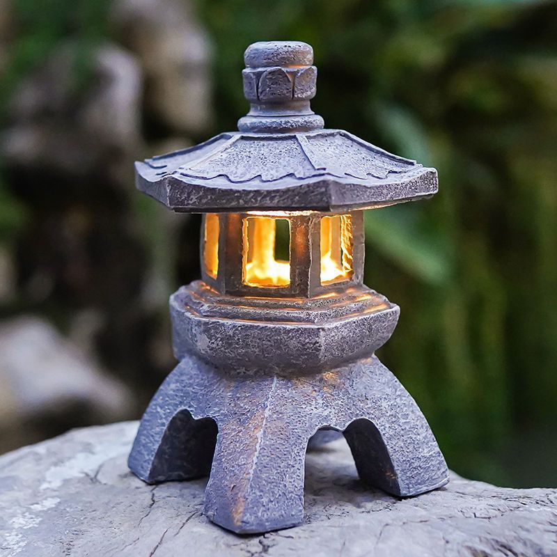 Chinese Antique Style Palace Lantern Solar Outdoor Courtyard Decoration Ornament Garden Villa Balcony Floor Landscape Lamp