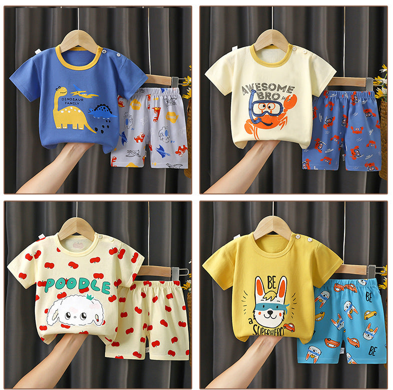Children's Summer Short Sleeve Set a Cotton-like Boys' and Girls' Clothing t T-shirt Baby Summer Clothing2025Children's Clothing