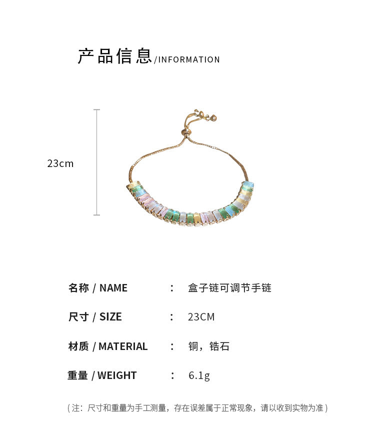 Xiaohongshu Same Style Hot-Selling Zircon Bracelet Light Luxury Niche Exquisite High-End Feel Adjustable Pull Jewelry for Women