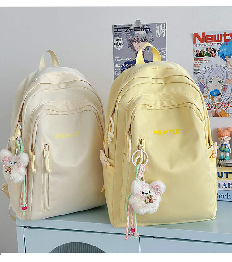 Large Capacity Backpack Women's New Fashion Simple School Bag Harajuku style solid color travel backpack for middle and high school students http://detail.1688.com/offer/967608488585.html