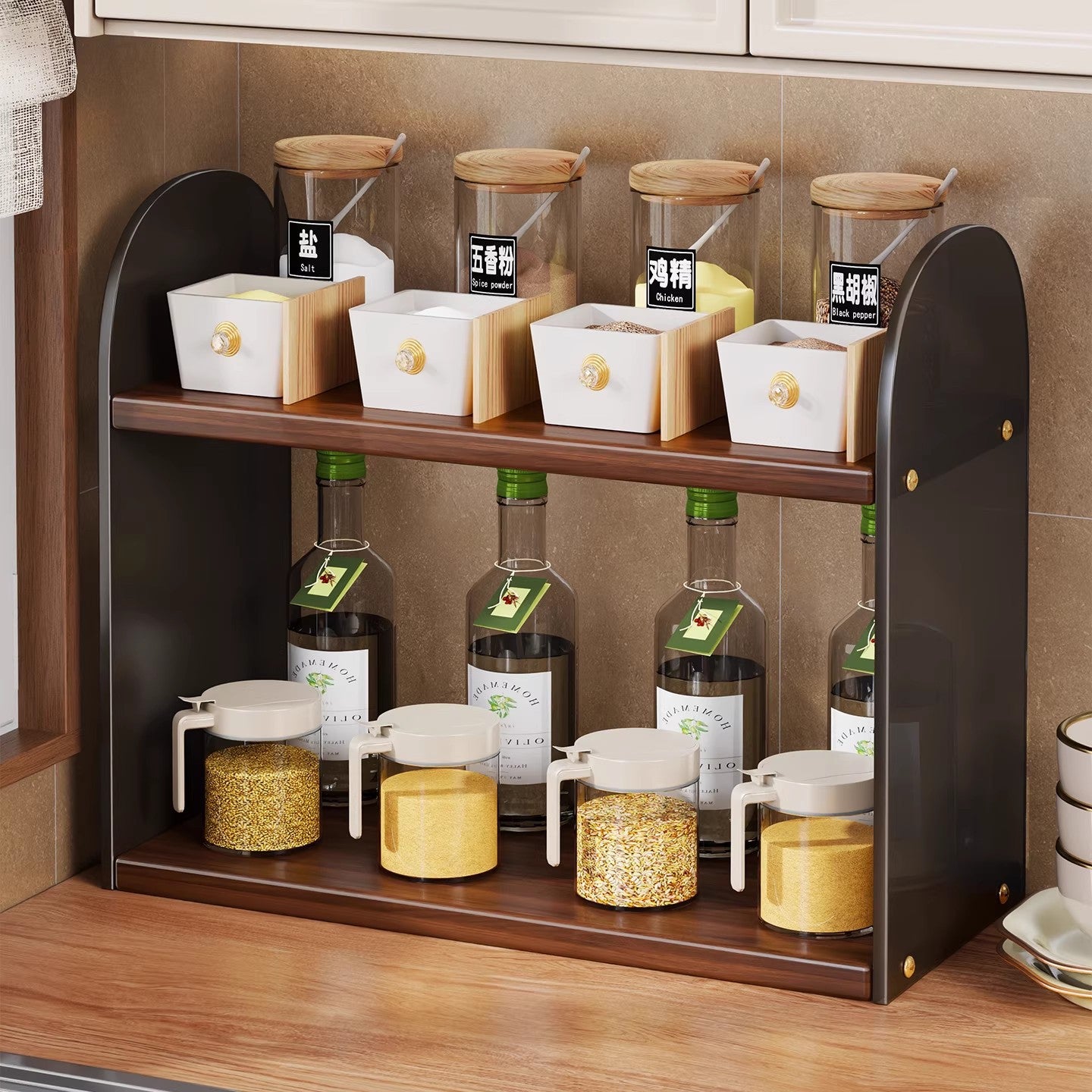 Kitchen Spice Rack Countertop Multifunctional Seasoning Storage Box Small Multi-layer Various Magic Rack on Stove