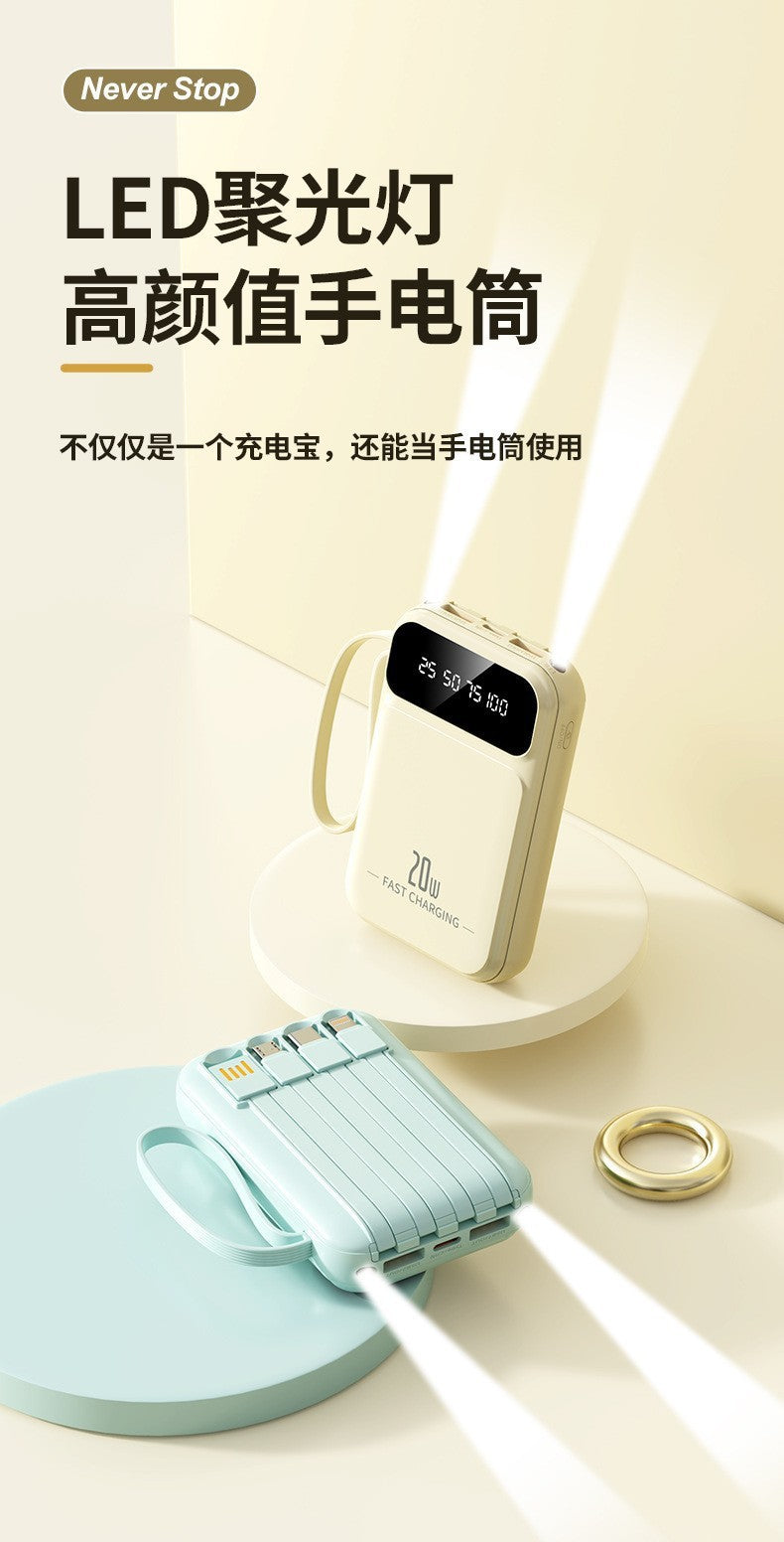 3C Certified Power Bank with Cable20000mAh large capacity portable power bank suitable for airplane use LOGO Customization