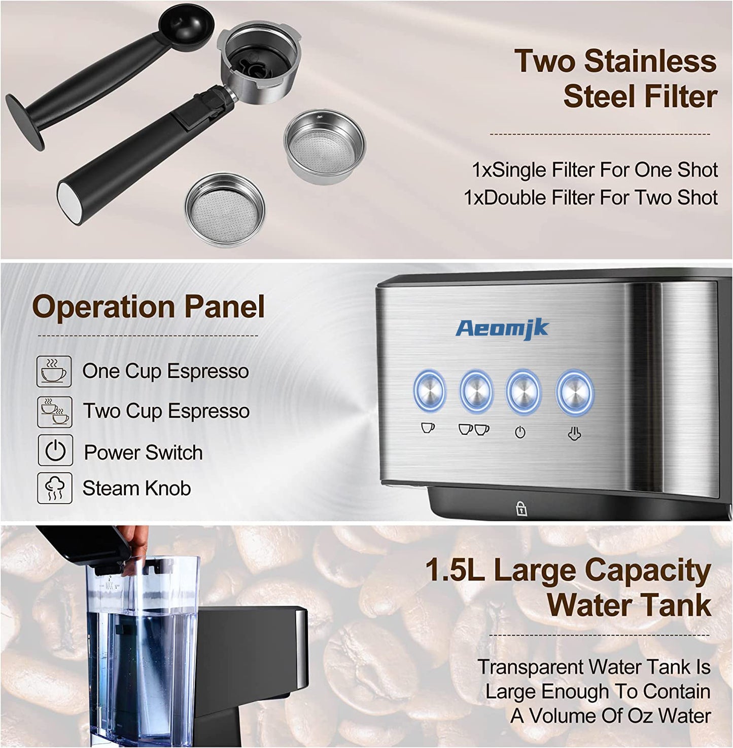 Cross-Border coffee machine Italian Semi-Automatic Coffee Machine Espresso High-Pressure Extraction Milk Frother Coffee Machine
