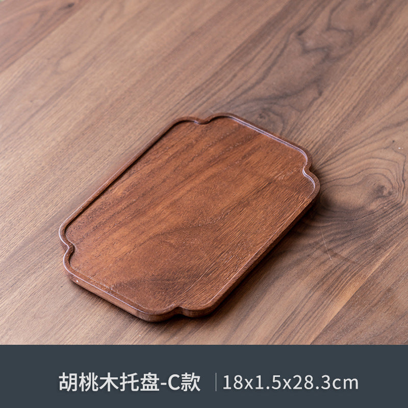 Walnut Tea Tray Minimalist Dry Tea Tray Cup Storage Tray Chinese Style Candy Dessert Fruit Tray Tea Room Tea House Wholesale