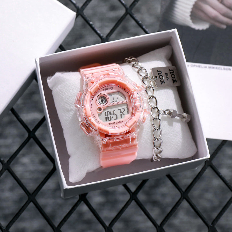 High-Value Electronic Watch for Female Students, Multi-Functional Sports Watch with Alarm Clock, Luminous, Waterproof, Trendy Personality for Middle School Boys