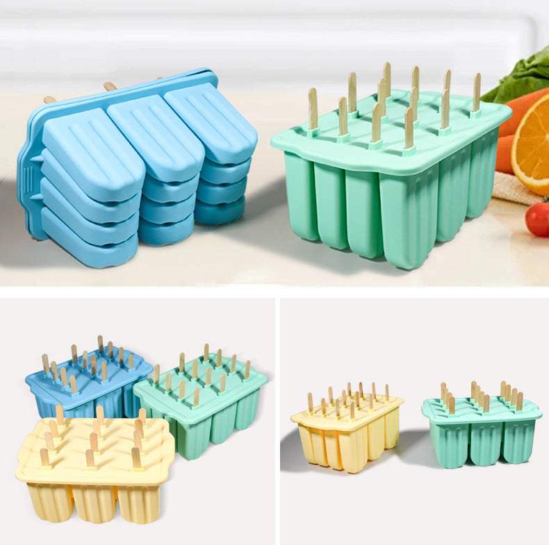 【Same Low Price】Amazon12Ice Cream Mold Easy Release Silicone Popsicle Mold Ice Cream Mold with Lid Ice Cream Mold