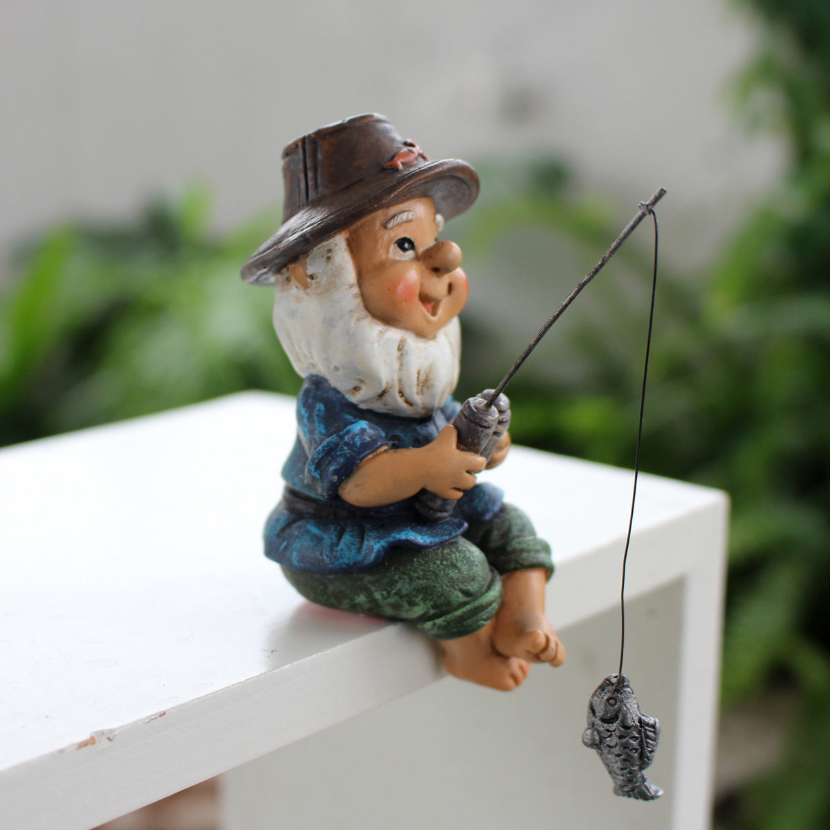 Cross-Border Resin Fishing Dwarf Figurine Garden Rockery Pond Landscape Decoration Accessories Creative Outdoor Courtyard Decor