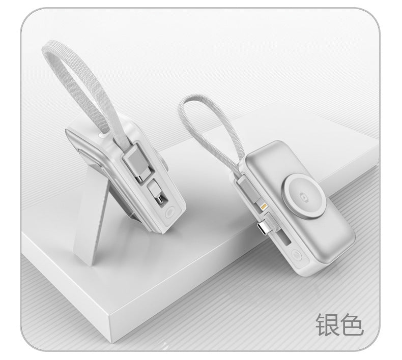 3-in-1 Magnetic Wireless Charger5000mAh Built-in Cable Portable Power Bank for Watches and Phones Wireless Charging Dropshipping