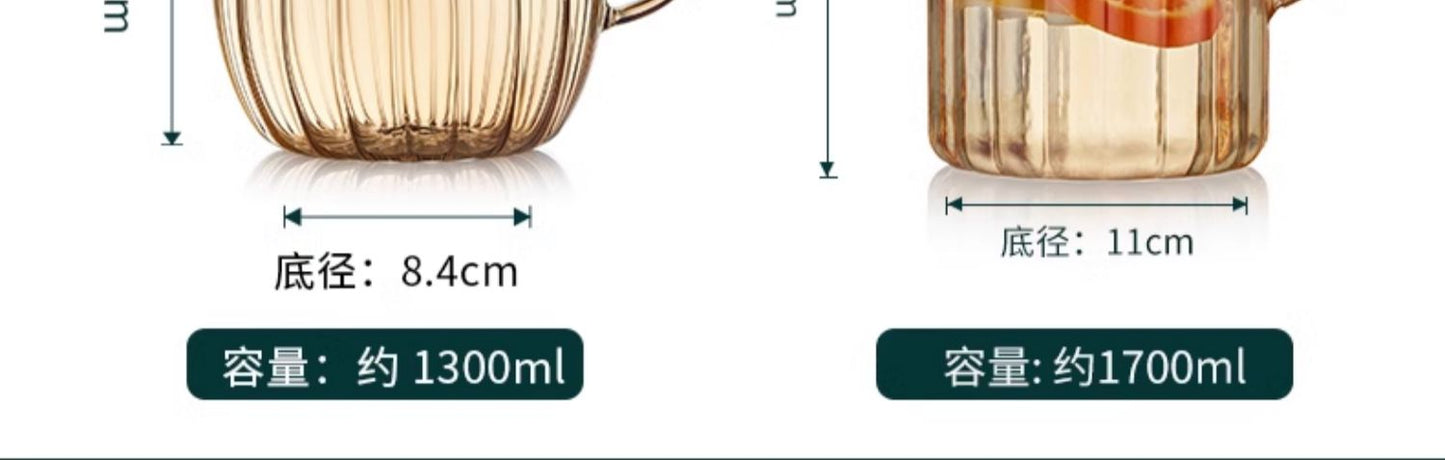 High Borosilicate Glass Cold Water Pitcher Large Capacity Metal Lid Household Transparent Set High Temperature Resistant Explosion-Proof Cold Water Pitcher