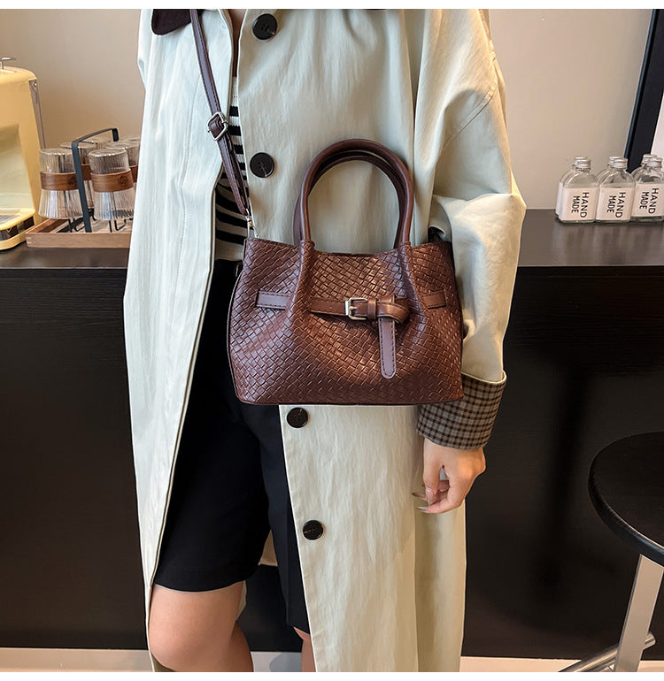Korean style Niche Sweet Girl Handbag2025New high-end vegetable basket woven bag single shoulder crossbody bag