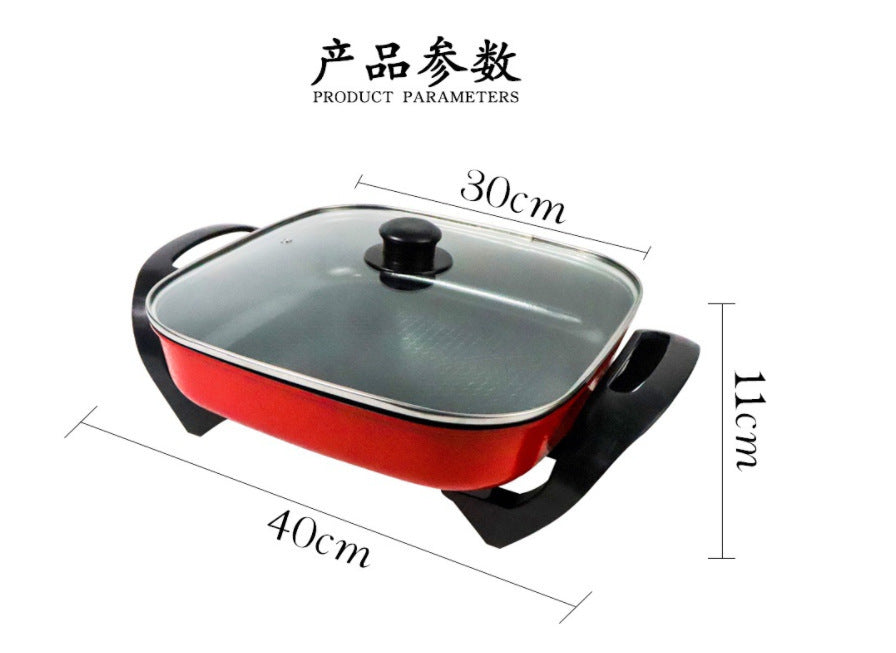 Household Square Pot Multi-Functional Cooking Pot Large Capacity Gift Electric Cooking Pot Electric Hot Pot Electric Heating Pot Can Support Foreign Trade