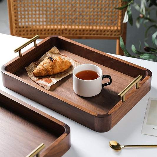 Black Walnut Tea Cup Tray Wooden Tray Household Wooden Tea Cup Tray Wooden Cutlery Plate Bread Plate Hotel