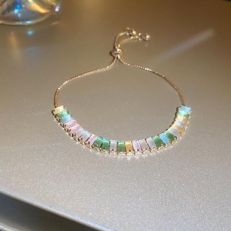 Xiaohongshu Same Style Hot-Selling Zircon Bracelet Light Luxury Niche Exquisite High-End Feel Adjustable Pull Jewelry for Women