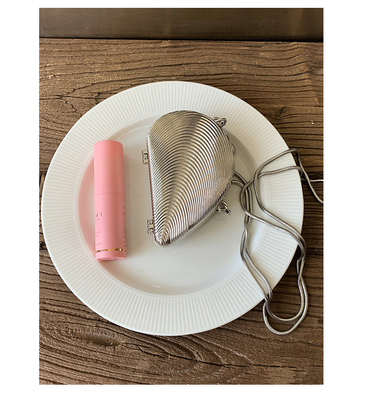 Mini2025Summer New Bag Niche Metal Shell Single Shoulder Chain Crossbody Bag Evening Fashion Small Bag for Women
