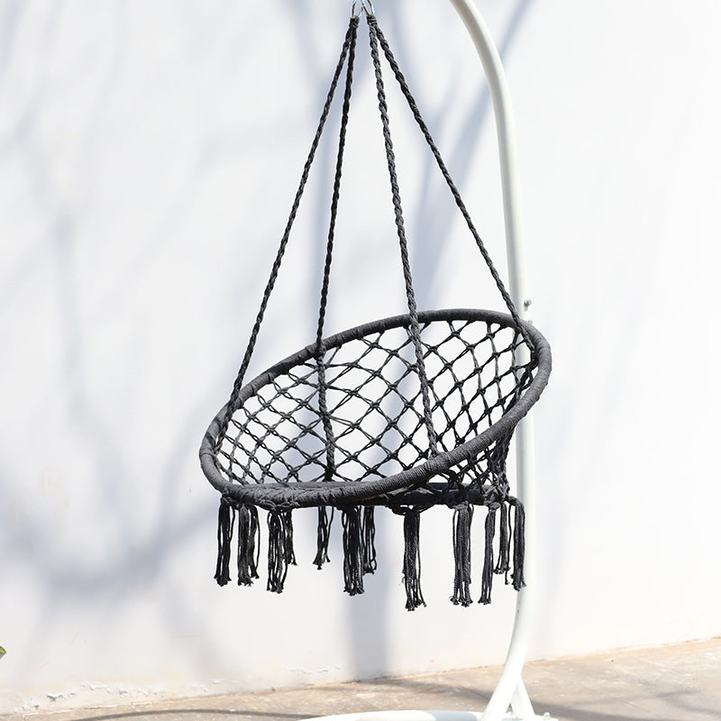 ins Nordic Style Tassel Hanging Chair Handwoven Hanging Basket Cotton Rope Swing Outdoor Hammock Balcony Cradle Chair Wholesale