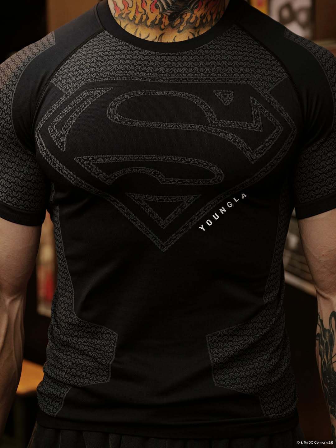 YOUNGLA New American-style Muscle Fitness Men's Sports Short Sleeve Casual Running Quick-dry Breathable Tight-fitting Shirt t T-shirt