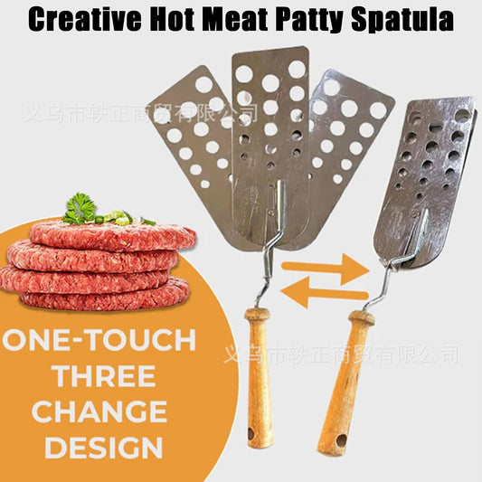 Cross-Border New Products Creative Hot Meat Patty Spatula Creative Hot Meat Patty Spatula One Click Three Transformations