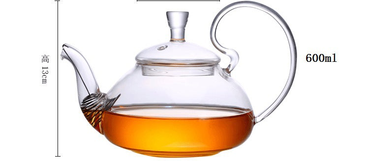 Glass Teapot High Temperature Resistant Thickened Filter Tea Brewing Teapot Household Heatable Fruit Flower Teapot Tea Set