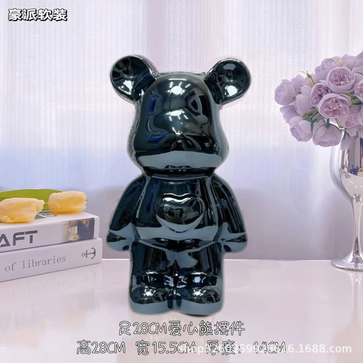 Chinese Style Violent Bear Ornament High-end Ceramic Living Room Entrance TV Cabinet Wine Cabinet Money Box Home Decoration Gift